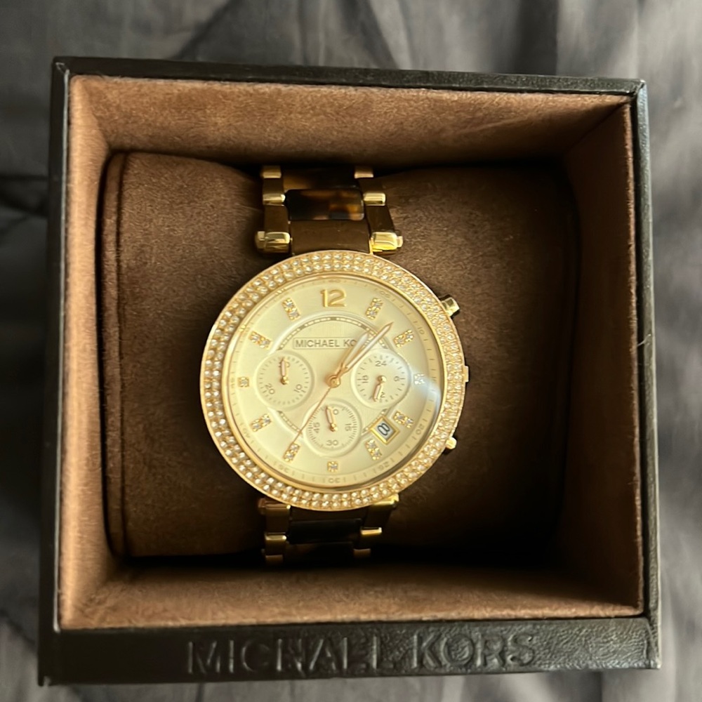 Tortoiseshell & Gold Michal Kors watch